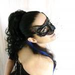 Black Cat Beaded Masquerade Mask