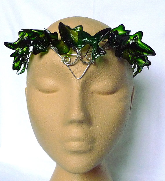 Ivy Crown In Green And Silver, Winter Wedding, Christmas, Handmade