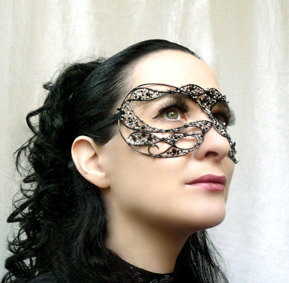Black And Silver Masquerade Mask, Handmade