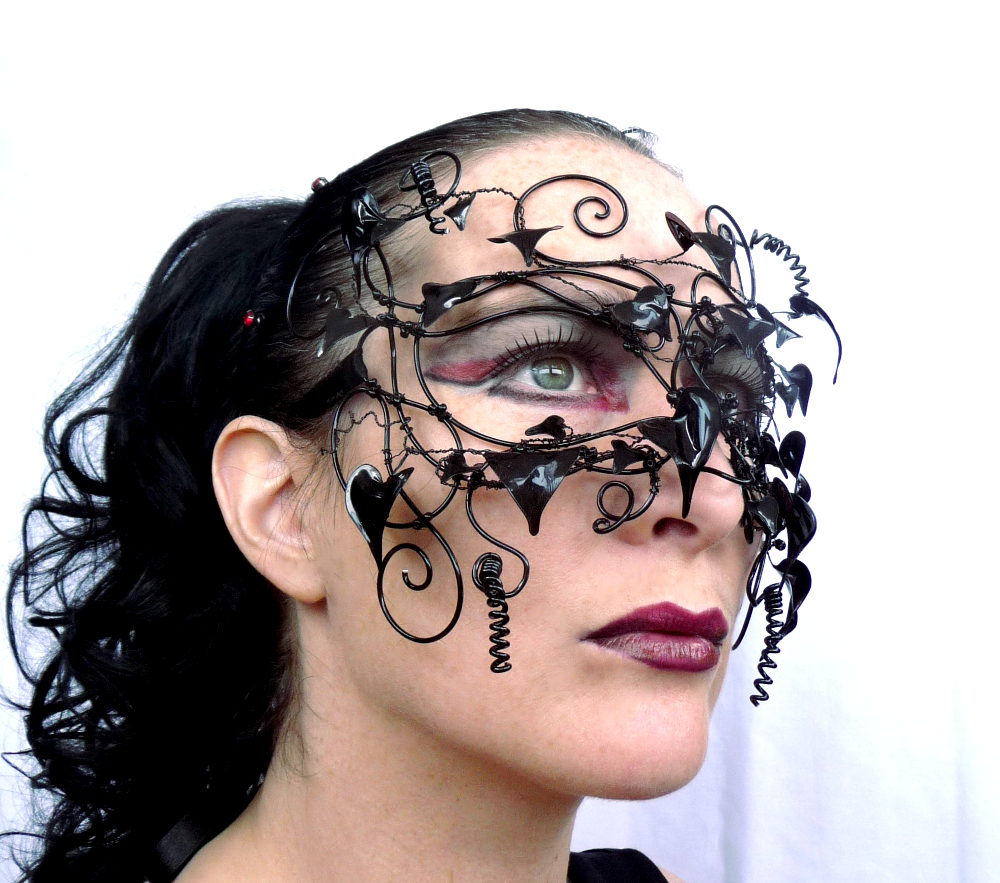 Gothic Vine Masquerade Mask, With Acrylic Leaves, Black, Handmade on Luulla